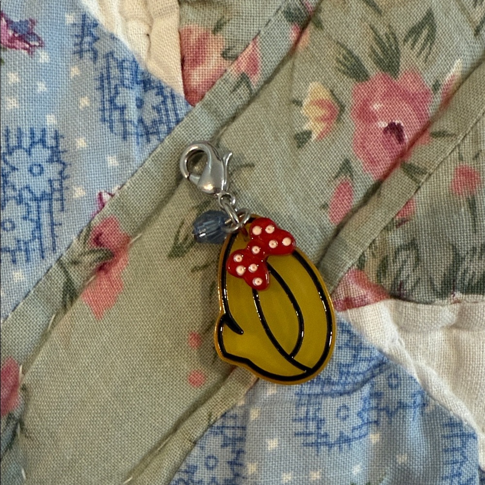 Yellow Heel Charm with Red Polka Dot Bow
